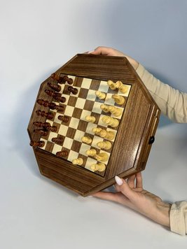 Magnetic chess set with drawers for pieces, 35×35×6,5 см, art. 198009, Brown