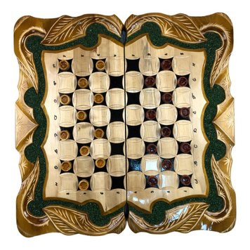Handmade chess set 3 in 1, 60×30×9 cm, art. 191053, Brown
