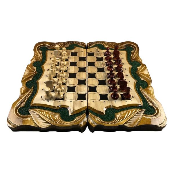 Handmade chess set 3 in 1, 60×30×9 cm, art. 191053, Brown