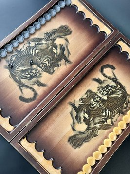 Wooden backgammon "Tiger", 50×23×5 cm, art.193003, Black