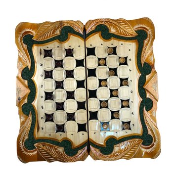 Handmade chess set 3 in 1, 60×30×9 cm, art. 191052, Brown