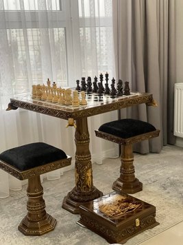 Wooden chess table, art. 197000, Brown