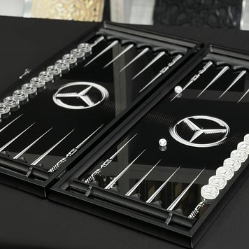 Glass backgammon "Mercedes-Benz", GrossMeister, 61×27×5 cm, art. 250085, Black