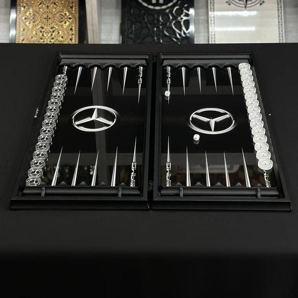 Glass backgammon "Mercedes-Benz", GrossMeister, 61×27×5 cm, art. 250085, Black