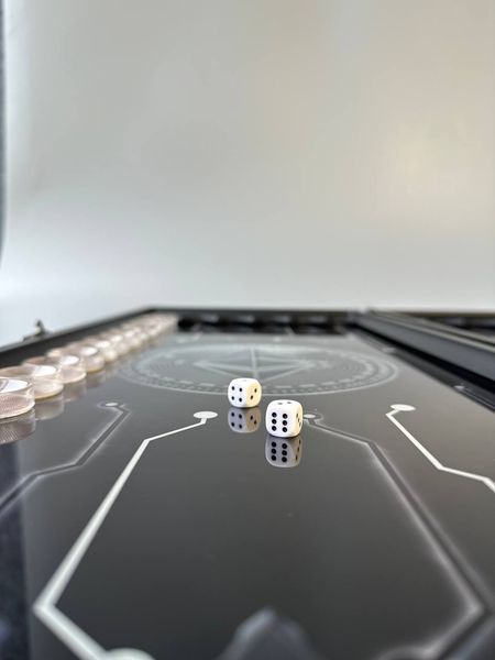 Glass backgammon "Bitcoin", art. 61×27 cm, 250012, Black