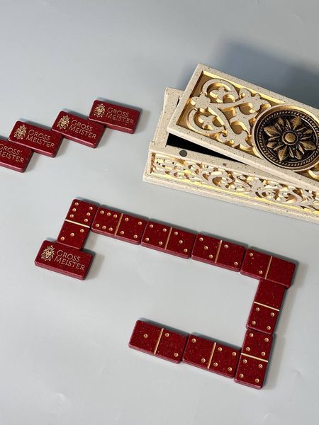 Dominoes "GrossMeister" made of acrylic stone, art. 400014, Red-gold