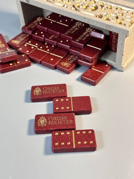 Dominoes "GrossMeister" made of acrylic stone, art. 400014, Red-gold