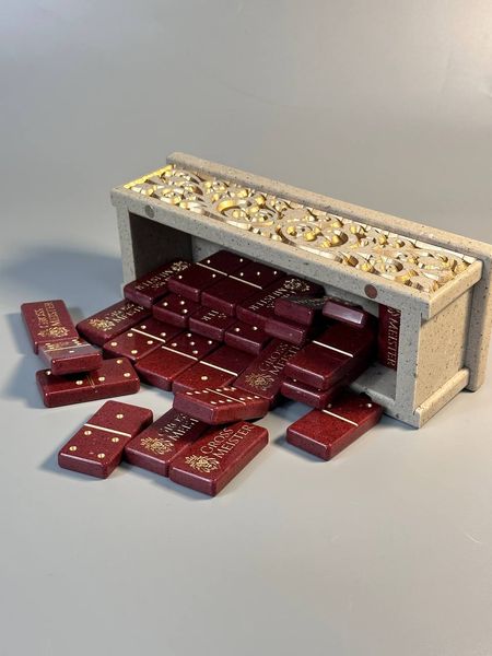 Dominoes "GrossMeister" made of acrylic stone, art. 400014, Red-gold