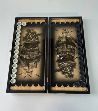 Wooden backgammon "Ship", 50×23×5 cm, art.193021, Black