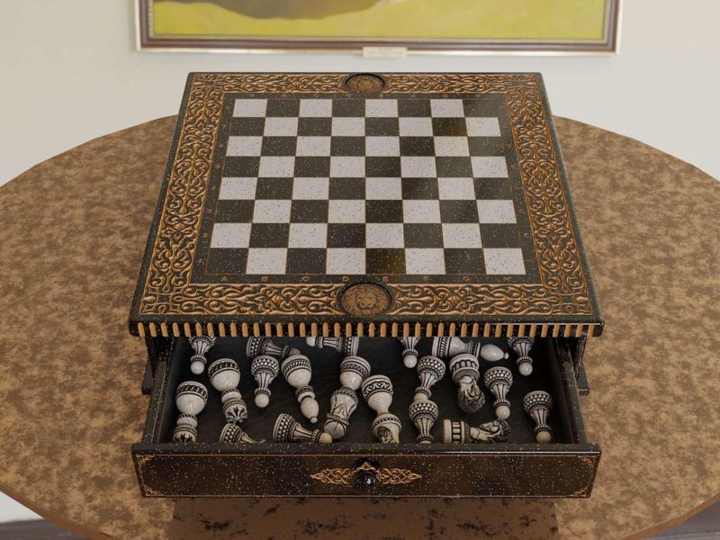 Elite chessboard made of acrylic stone, 50×50×16 cm, art. 190651