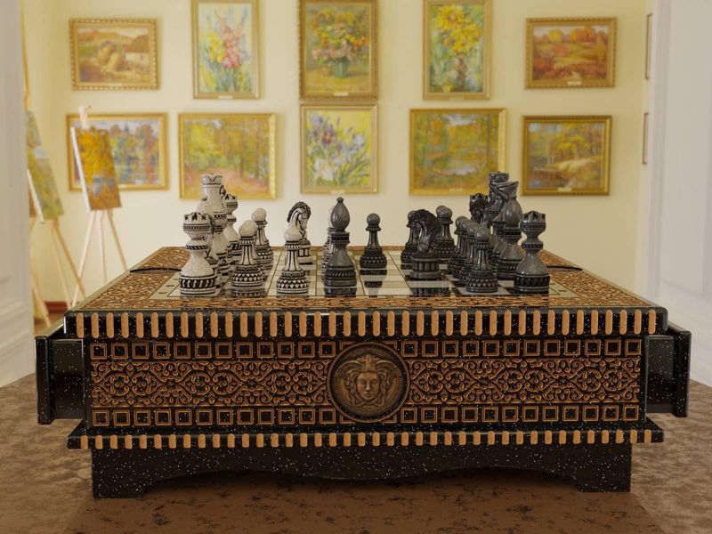 Elite chessboard made of acrylic stone, 50×50×16 cm, art. 190651