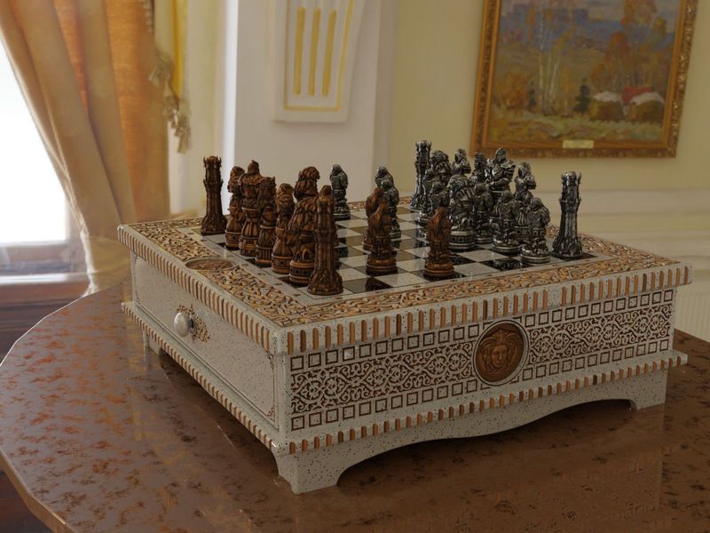 Elite chessboard made of acrylic stone, 50×50×16 cm, art. 190651