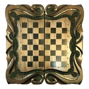 Handmade chess set 3 in 1, 60×30×9 cm, art. 191040