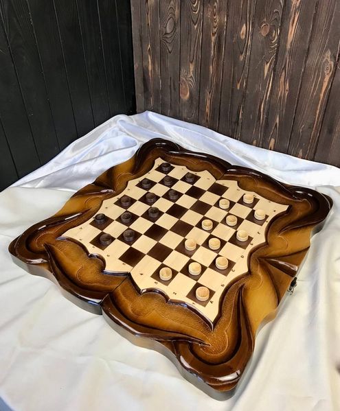 Handmade chess set 3 in 1, 60×30×9 cm, art. 191056, Brown