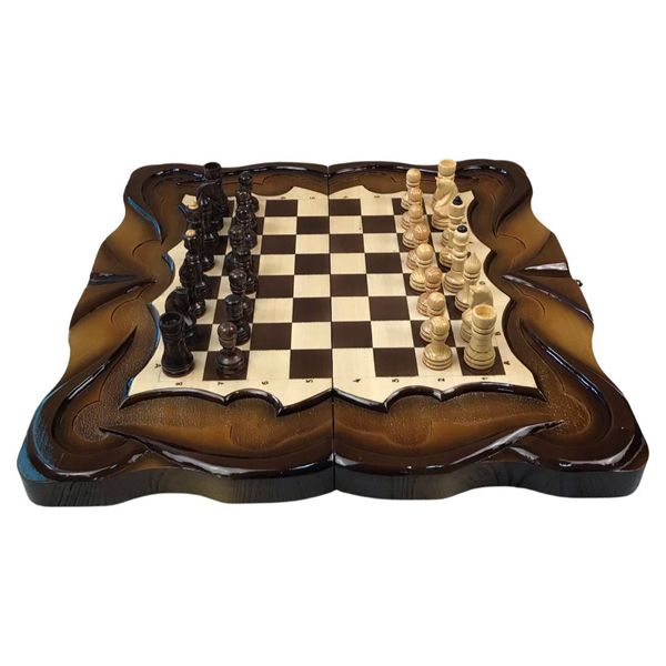 Handmade chess set 3 in 1, 60×30×9 cm, art. 191056, Brown