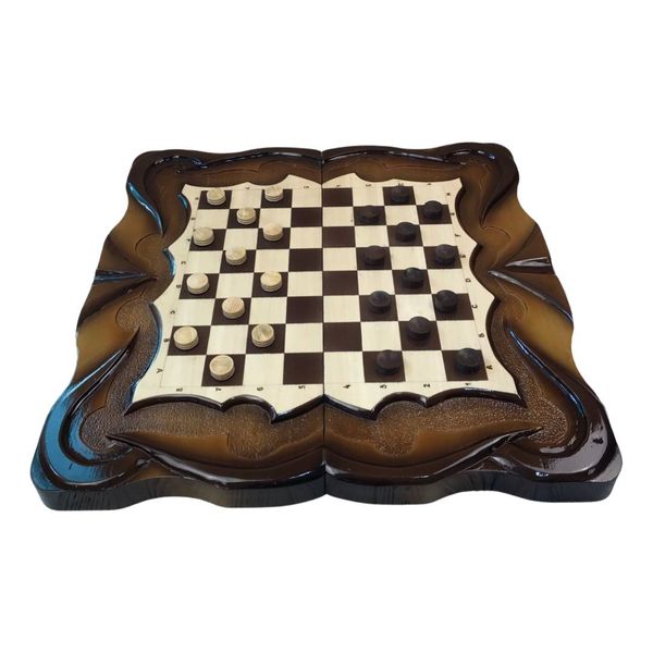 Handmade chess set 3 in 1, 60×30×9 cm, art. 191056, Brown