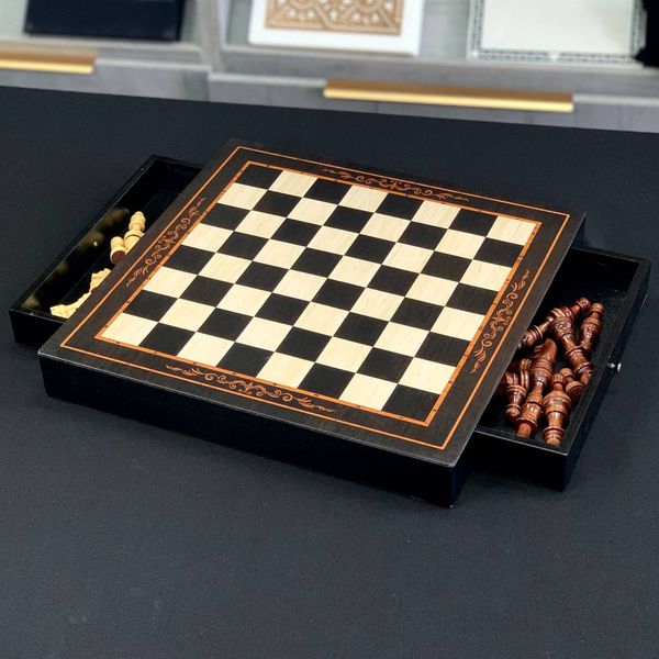 Chess set with drawers for pieces, 38×38 см, арт. 198010, Brown