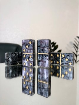 Domino z żywicy epoksydowej, w etui, szare, art. 400201