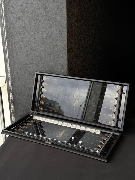 Glass backgammon "Classic", art. 61×27 cm, 250074, Black