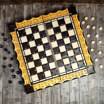 An exclusive handmade chess set 3 in 1, 52×26×8 cm, 191326