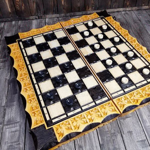 An exclusive handmade chess set 3 in 1, 52×26×8 cm, 191326