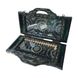 Exclusive wooden backgammon set with handle, glass-encased carving, 58×28×8 cm, art.192336., Black