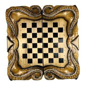 Handmade chess set 3 in 1, 60×30×9 cm, art. 191045, Brown