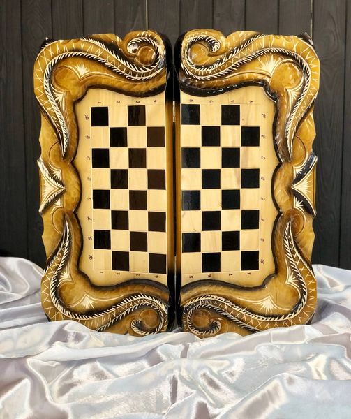 Handmade chess set 3 in 1, 60×30×9 cm, art. 191045, Brown