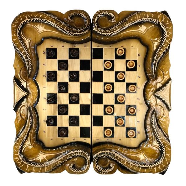 Handmade chess set 3 in 1, 60×30×9 cm, art. 191045, Brown