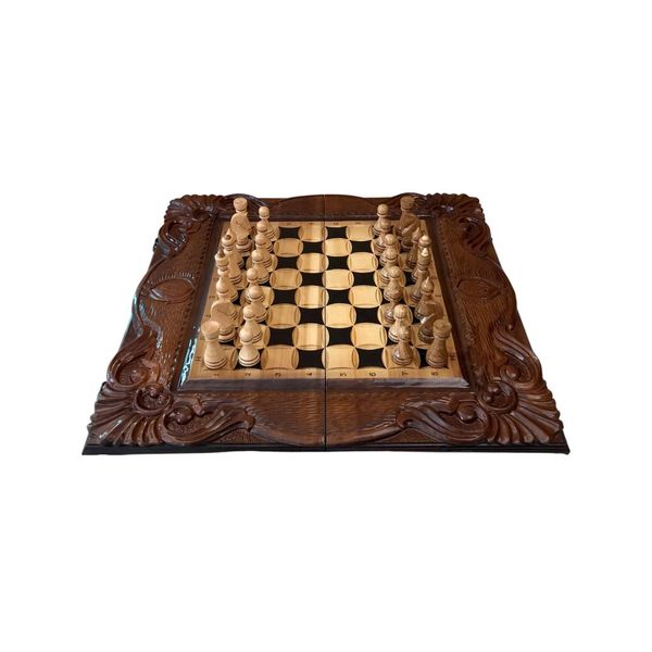 Handmade chess set 3 in 1, 60×30×9 cm, art. 191037, Brown