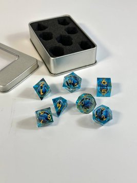 Set of dice DnD, Eye of the Dragon, 7 pcs, blue