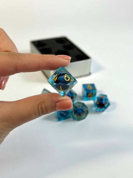 Set of dice DnD, Eye of the Dragon, 7 pcs, blue