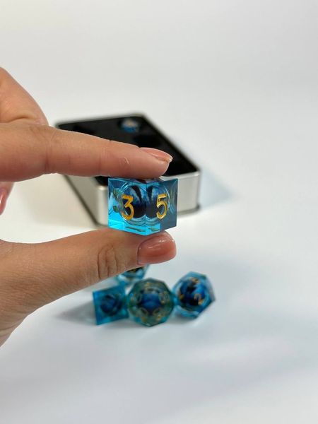 Set of dice DnD, Eye of the Dragon, 7 pcs, blue