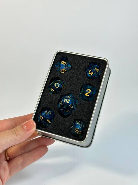 Set of dice DnD, Eye of the Dragon, 7 pcs, blue