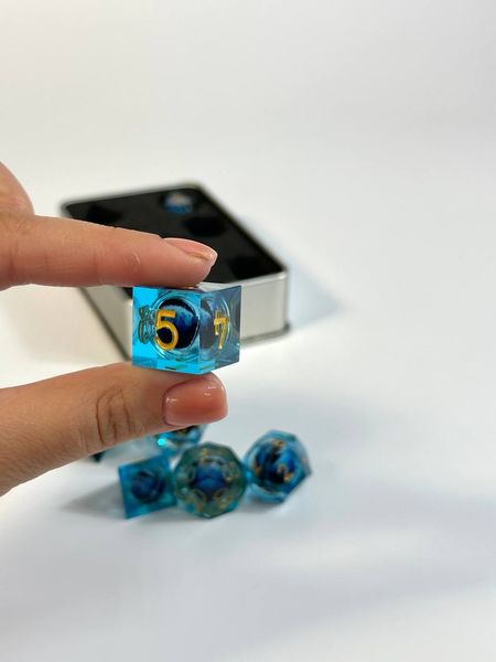 Set of dice DnD, Eye of the Dragon, 7 pcs, blue