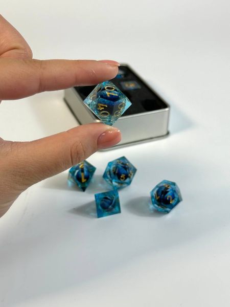 Set of dice DnD, Eye of the Dragon, 7 pcs, blue