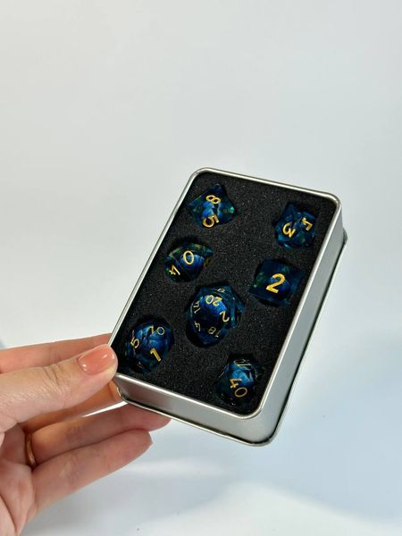 Set of dice DnD, Eye of the Dragon, 7 pcs, blue