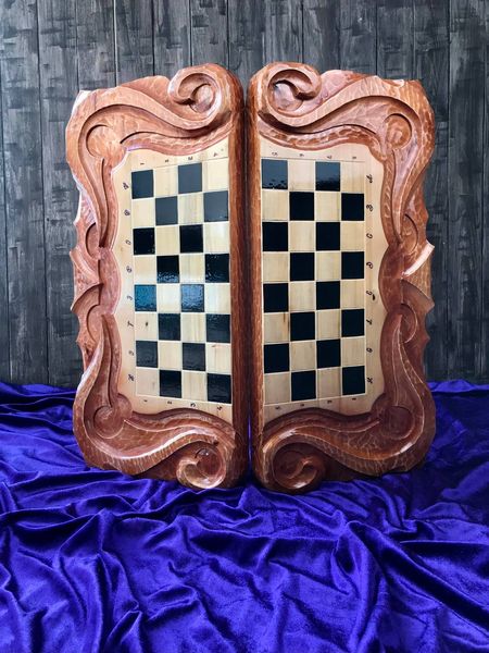 Handmade chess set 3 in 1, 60×30×9 cm, art. 191049, Brown