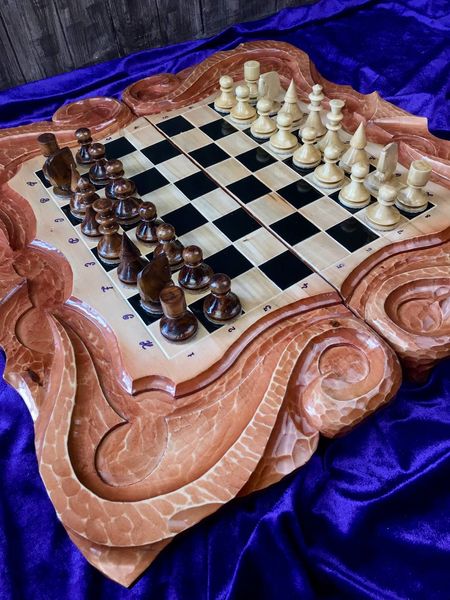 Handmade chess set 3 in 1, 60×30×9 cm, art. 191049, Brown