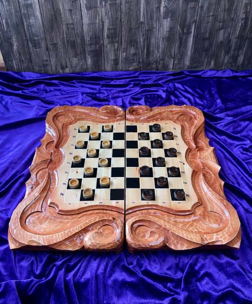 Handmade chess set 3 in 1, 60×30×9 cm, art. 191049, Brown