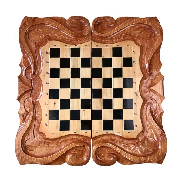 Handmade chess set 3 in 1, 60×30×9 cm, art. 191049, Brown