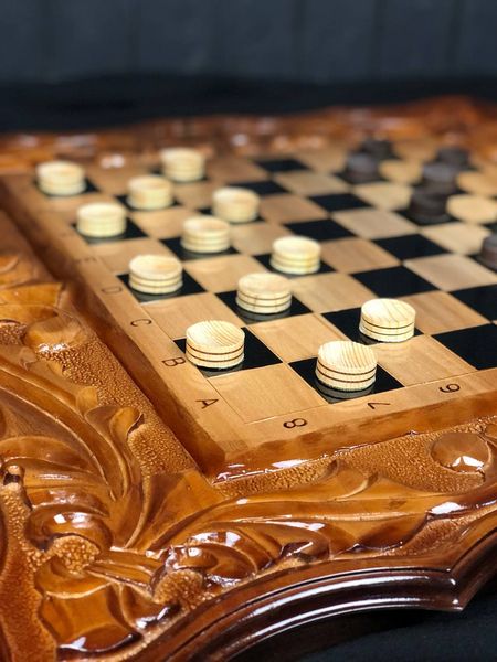 Handmade chess set 3 in 1, 60×30×9 cm, art. 191047, Brown