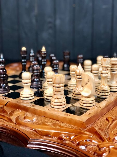 Handmade chess set 3 in 1, 60×30×9 cm, art. 191047, Brown