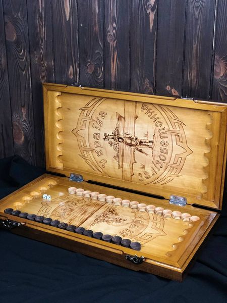 Handmade wooden backgammon, 60×30×8 cm, art. 195021