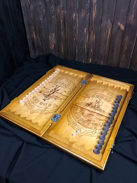 Handmade wooden backgammon, 60×30×8 cm, art. 195021