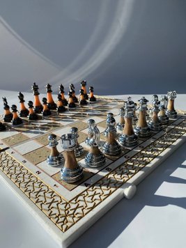 Luxury chess made of white acrylic stone 40x40 cm, White