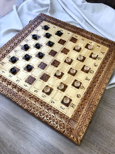 Exclusive chess 3 in 1 made of wood 60×30×9 cm, art. 191301