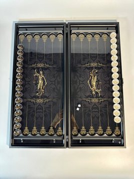 Glass backgammon "Themis", art. 61×27 cm, 250081, Black