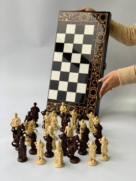 Luxury chess&backgammon set made of black acrylic stone 60×30 cm, art. 190609, Black