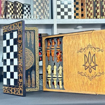 Luxury chess&backgammon set made of black acrylic stone 60×30 cm, art. 190609, Black